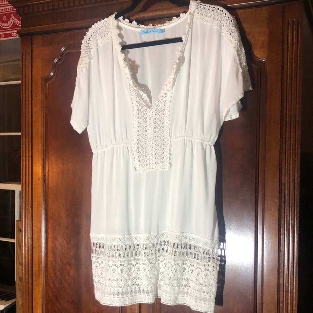 Solitaire Swim coverup lace crochet SZ L
